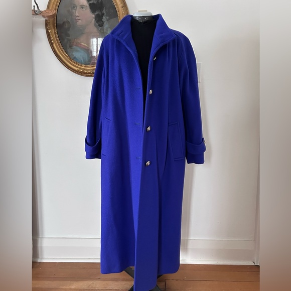 London Fog Jackets & Blazers - Vintage London Fog Cerulean Blue Wool Peacoat with Paisley Silk Lining